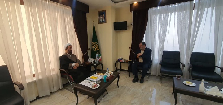 دیدار دکتر روح‌الامینی با حجةالاسلام و المسلمین ابراهیم کلانتری تولیت حضرت احمد ابن موسی ع شاهچراغ در شیراز